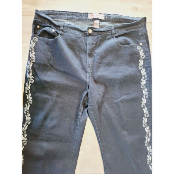 COS Jeans‎ 20W Denim Jeans Pants Women's Beaded Embroidered Dark Wash Pckts - Picture 5 of 8